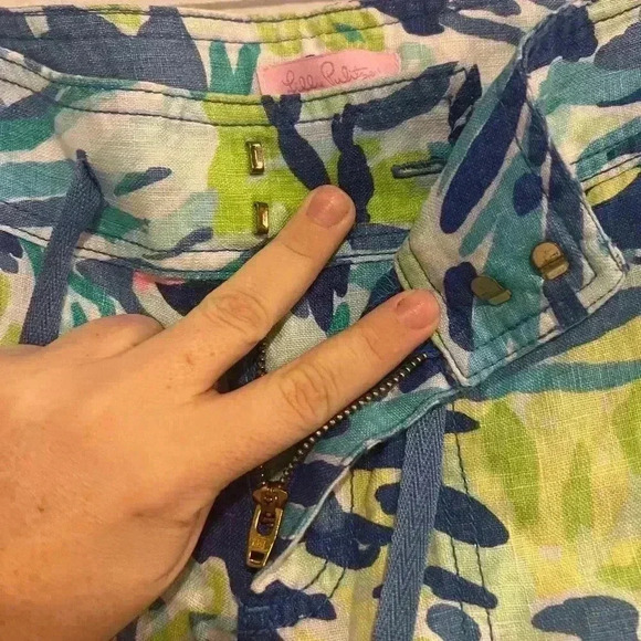 LILLY PULITZER $128 Linen Galley Pant Brilliant Blue Wade and Sea size 2 NWT - Picture 14 of 15